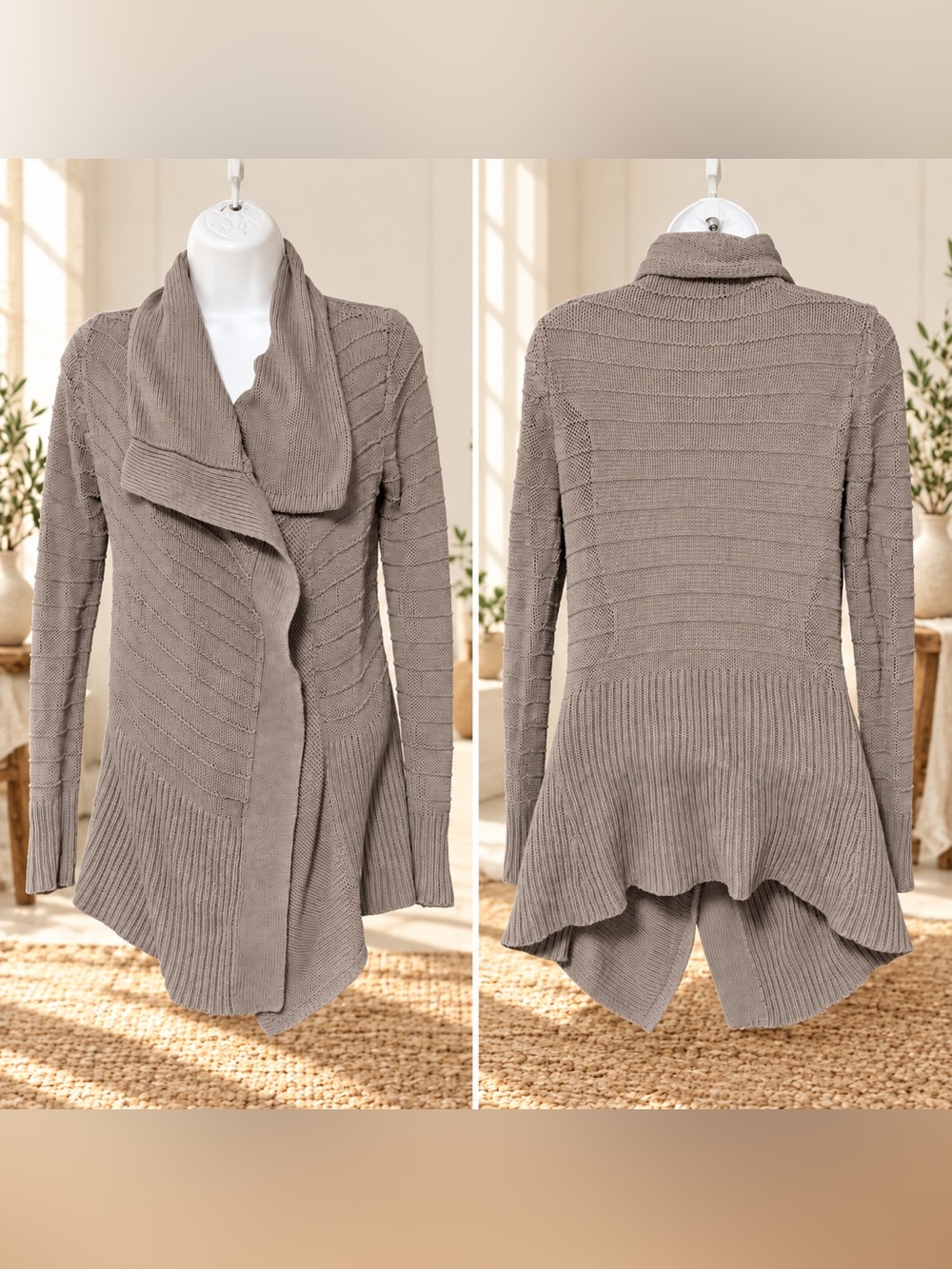 Gap Taupe Beige Waterfall Knit Cardigan | Size XS